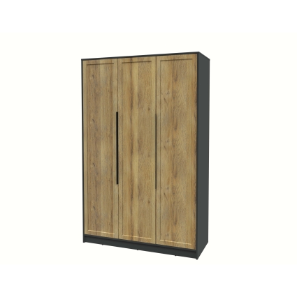 Шкаф распашной Тренд КТ-Ш3 (Антрацит ЛДСП/ Дуб вотан ЛМДФ) Ш1360 В2128 Г547